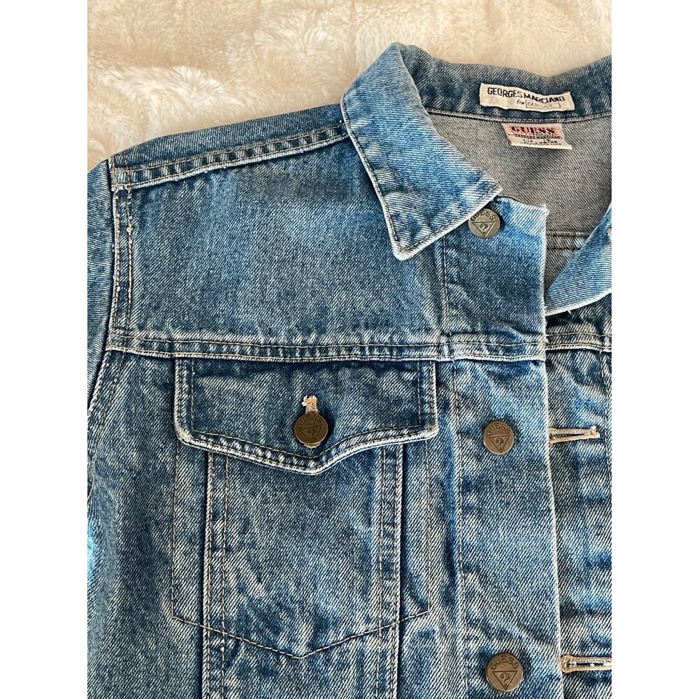 Vintage GUESS George Marciano Denim Trucker Jacket 90's Youth Unisex - Picture 4 of 10